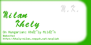 milan khely business card